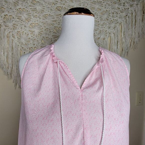 Gap Tassel Sleeveless Circle Block Print Blouse Pink Size Small - Picture 8 of 10